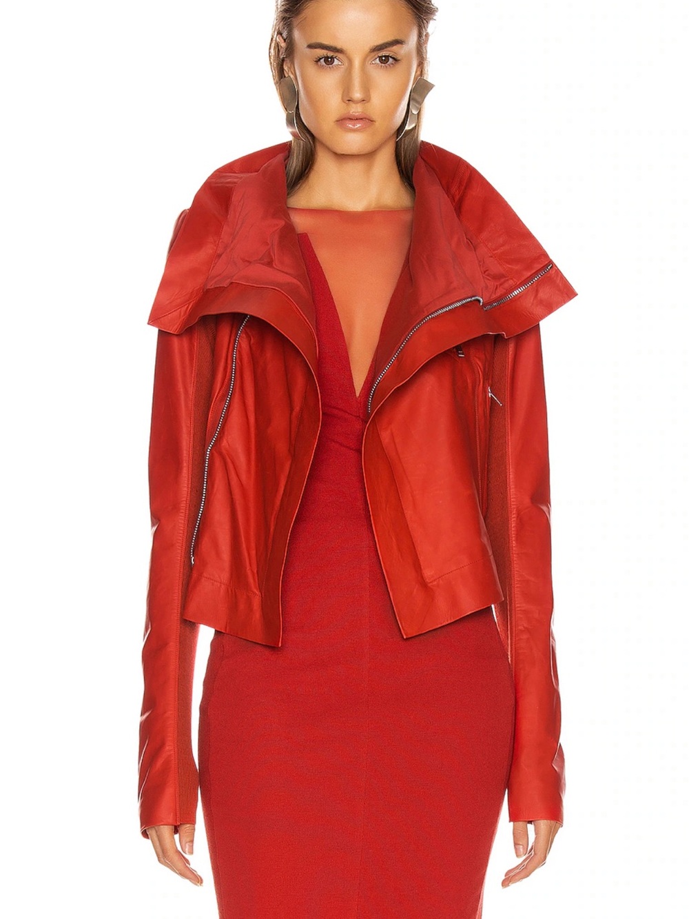 The Rick Owens Fall/Winter 2019 "Larry" collection in Cardinal Red Napa Leather